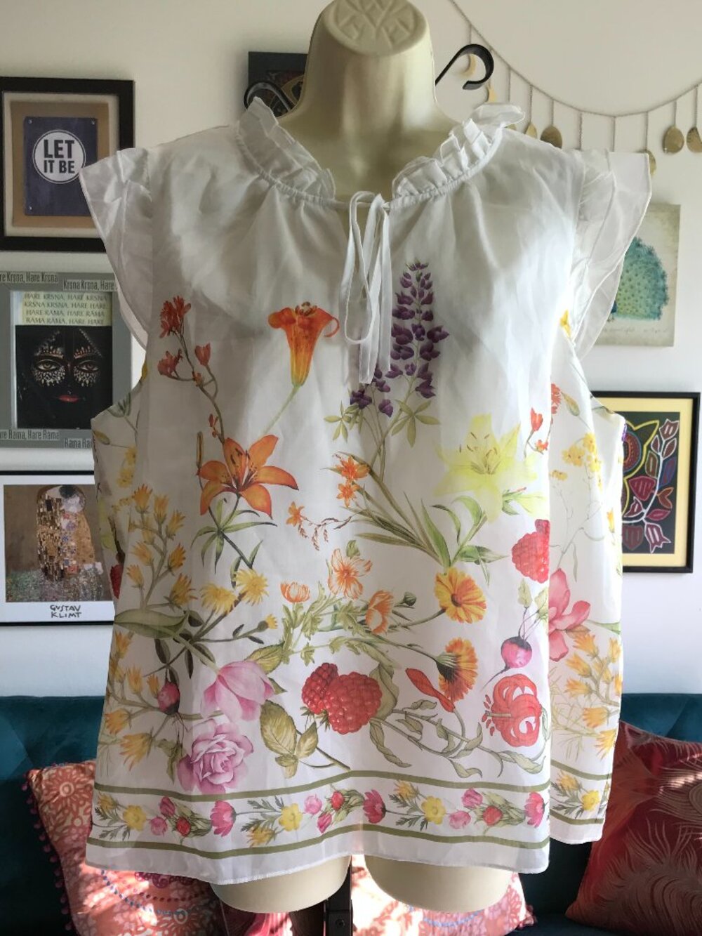 BAILEY 44 size XL White Botanical Floral Cottagecore Garden Girl Ethereal Top